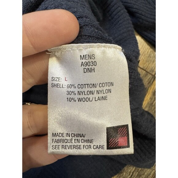 Woolrich Men's Dark Blue Knitted Wool Full-Zip Sweater Large - Picture 6 of 8